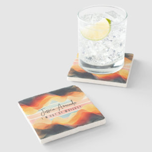 Dessous-de-verre En Pierre Rayure colorée aquarelle lumineuse personnalisée