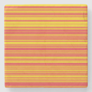 Dessous-de-verre En Pierre Rayures Orange Rouge Jaune