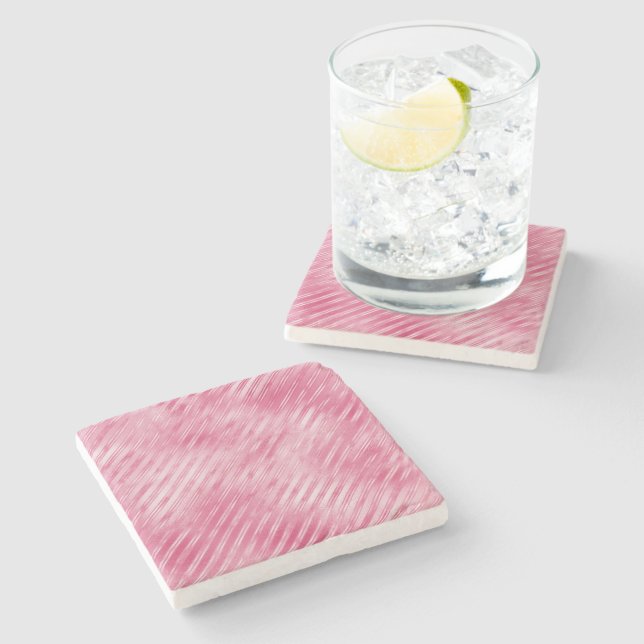 Dessous-de-verre En Pierre Rayures rose glam (Côté)
