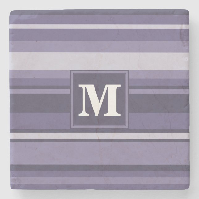 Dessous-de-verre En Pierre Rayures violettes de cuir monogramme (Devant)