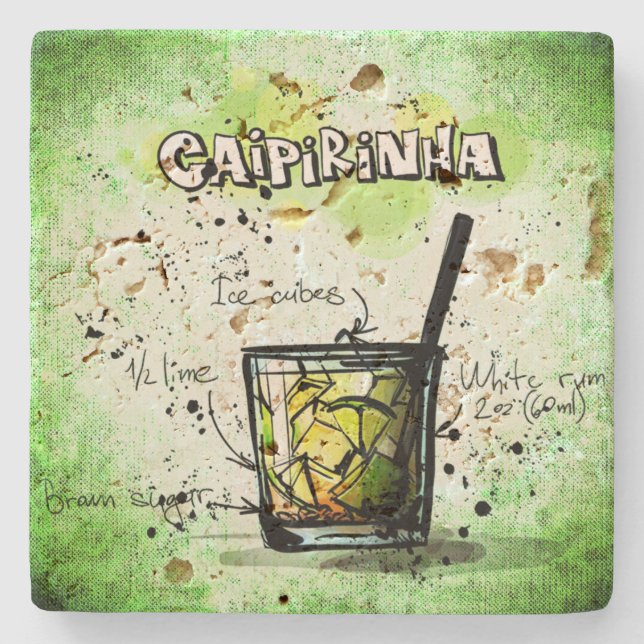 Dessous-de-verre En Pierre Recette de boisson Caipirinha (Devant)