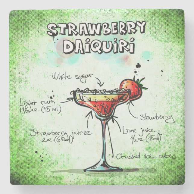 Dessous-de-verre En Pierre Recette de boisson fraise Daiquiri (Devant)