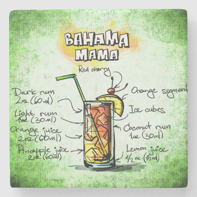 Dessous-de-verre En Pierre Recette Drink Bahama Mama (Devant)
