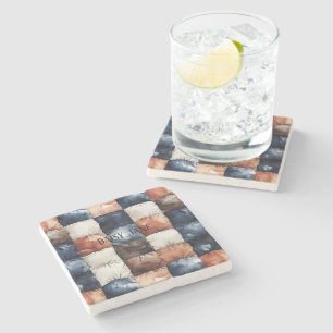 Dessous-de-verre En Pierre Rectangles Bleus Blancs Marrons Oranges