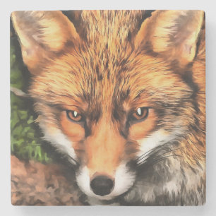 Dessous-de-verre En Pierre Red Fox Beau Art de la faune