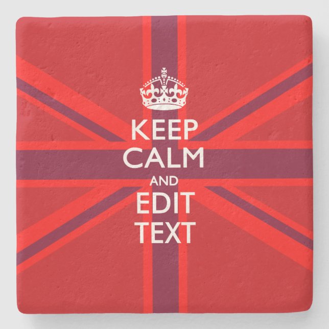 Dessous-de-verre En Pierre Red Keep Calm Have Your Text on Union Jack Flag (Devant)