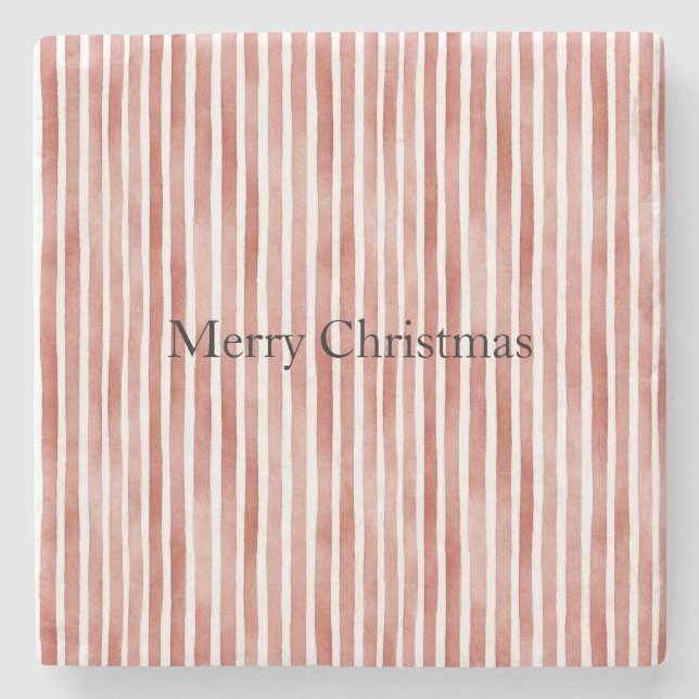 Dessous-de-verre En Pierre Red White Stripes Christmas (Devant)