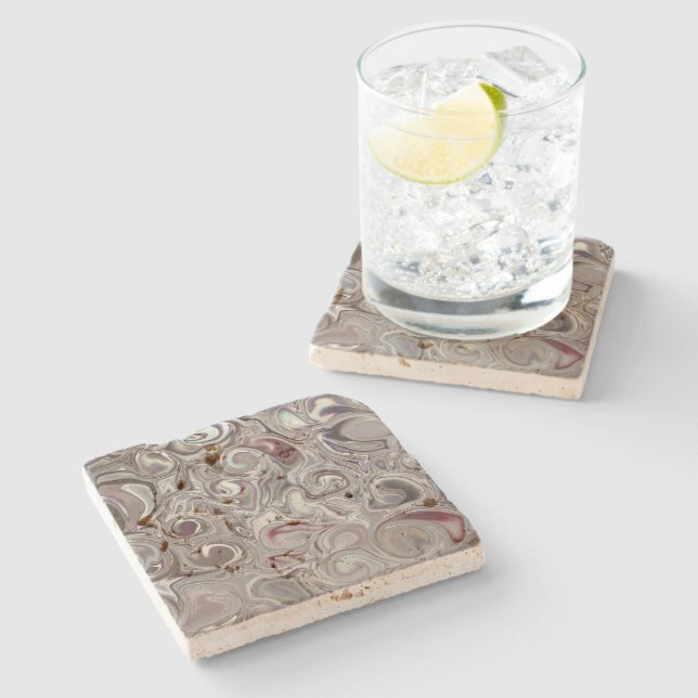 DESSOUS-DE-VERRE EN PIERRE REGARDEZ EN GRIS, PLUM, VERT, BROWN, BLANC (Côté)