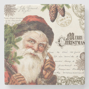 Dessous-de-verre En Pierre région boisée vintage Père Noël