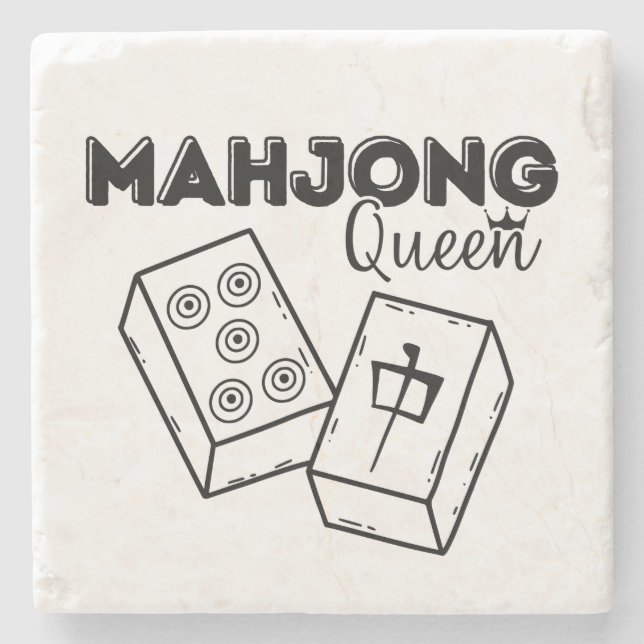 Dessous-de-verre En Pierre Reine Mahjong (Devant)