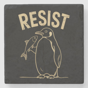 Dessous-de-verre En Pierre Résister Manchots Activisme Protestation Vintage
