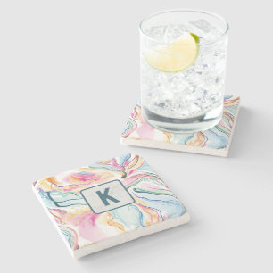 Dessous-de-verre En Pierre Ressort texture organique avec des formes ondulées