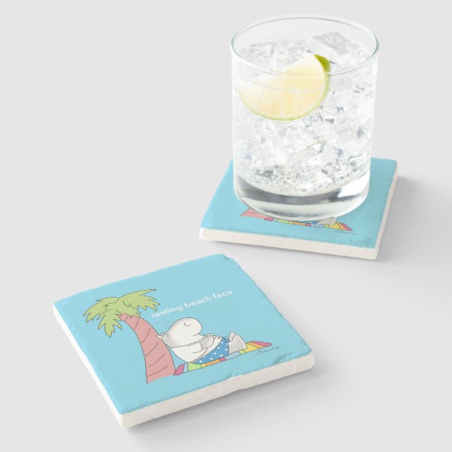 Dessous-de-verre En Pierre RESTING BEACH FACE Belly Button Hippo Boynton (Côté)