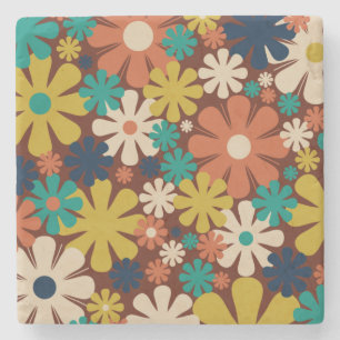 Dessous-de-verre En Pierre Retro 60s les années 70 esthétique Carré de motifs