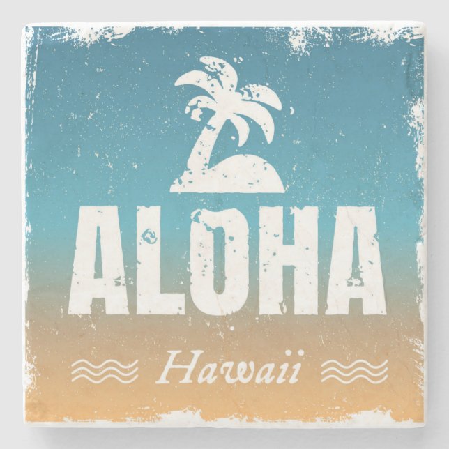 Dessous-de-verre En Pierre Rétro Aloha Hawaï (Devant)