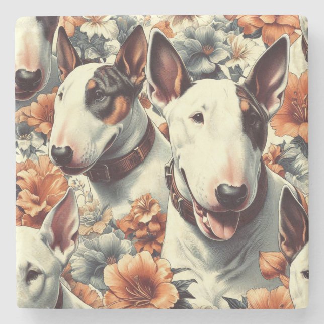 Dessous-de-verre En Pierre Retro Bull Terrier Peinture sans fil (Devant)