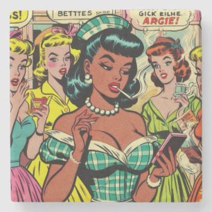 Dessous-de-verre En Pierre Retro Girls Comics