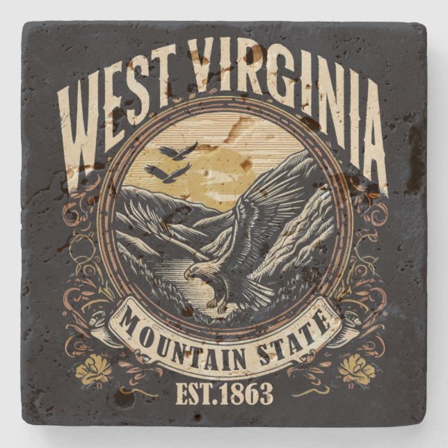 Dessous-de-verre En Pierre Retro West Virginia (Devant)