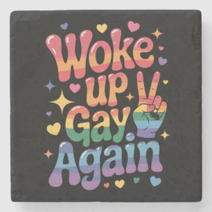 Dessous-de-verre En Pierre Réveillé Gay Encore Drôle LGBTQ Fierté Arc-en-ciel