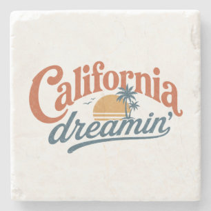 Dessous-de-verre En Pierre Rêverie Californienne Typographie Vintage Coucher