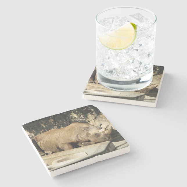 Dessous-de-verre En Pierre Rhino couché (Côté)