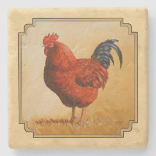 Dessous-de-verre En Pierre Rhode Island Red Rooster Yellow Arrière - plan