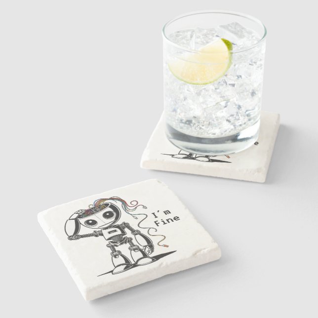 Dessous-de-verre En Pierre Robot cassé - Je vais bien (Côté)