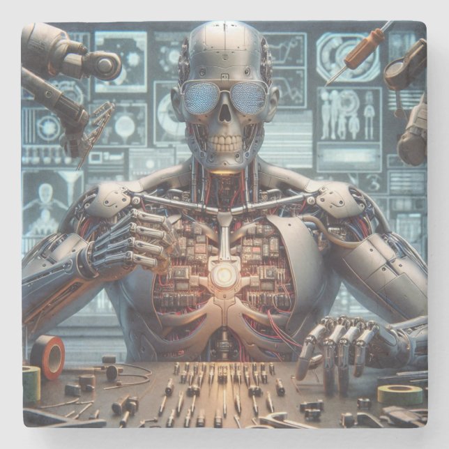 Dessous-de-verre En Pierre Robot Engineer (Devant)