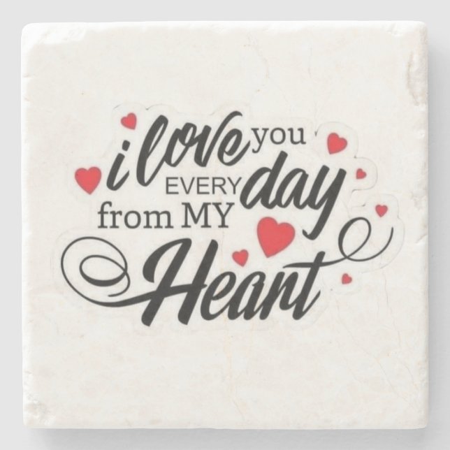 Dessous-de-verre En Pierre Romantic Love Quote (Devant)