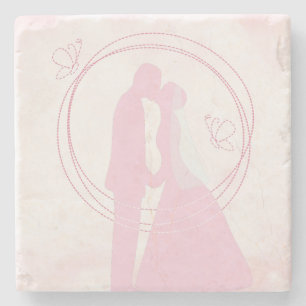Dessous-de-verre En Pierre Romantique Dreamtic Mariage rose Couple