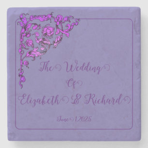 Dessous-de-verre En Pierre Romantique, Vintage, antique violet Mariage