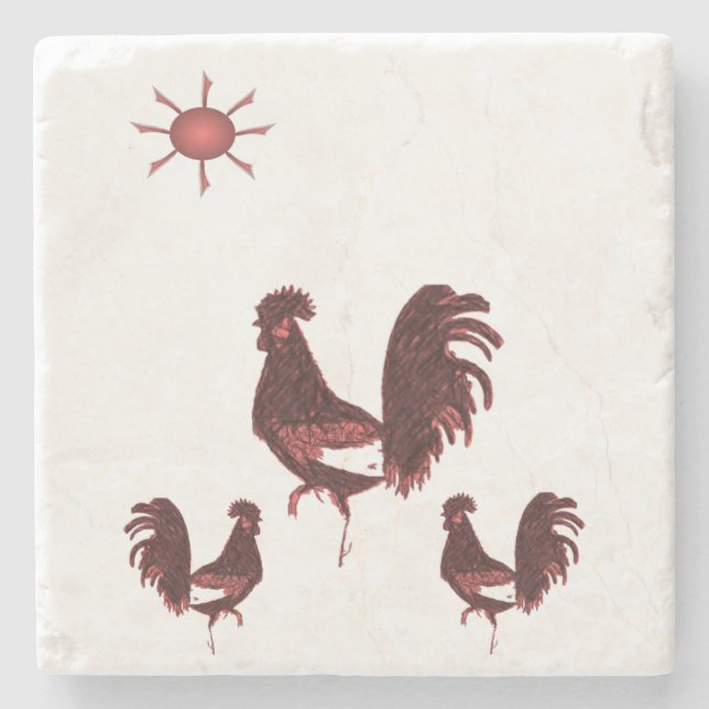 Dessous-de-verre En Pierre Rooster en pierre de marbre (Devant)