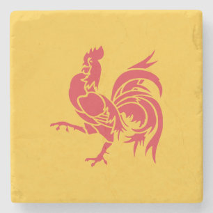 Dessous-de-verre En Pierre Rooster rouge (Drapeau de Wallonie)