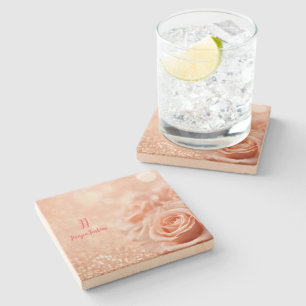 Dessous-de-verre En Pierre Rose de Parties scintillant Monogram Gold Arrière 