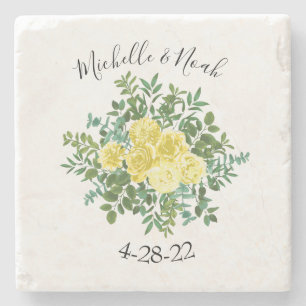 Dessous-de-verre En Pierre Rose jaune clair Vintage Mariage de printemps