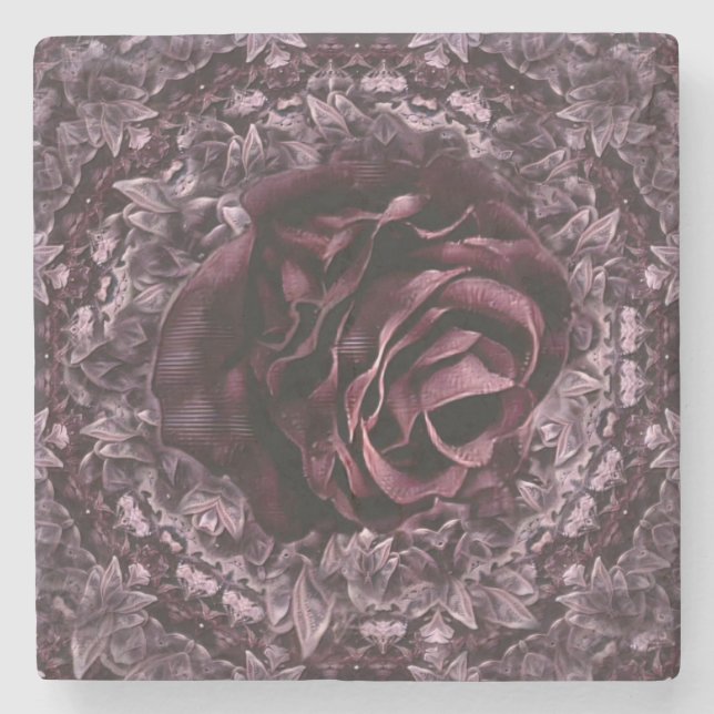 Dessous-de-verre En Pierre Rose Mandala (Devant)