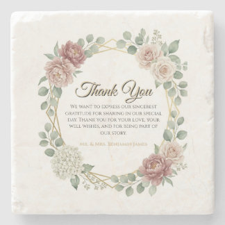 Dessous-de-verre En Pierre Rose Poussiéreuse Élégante Géométrique Floral Aqua