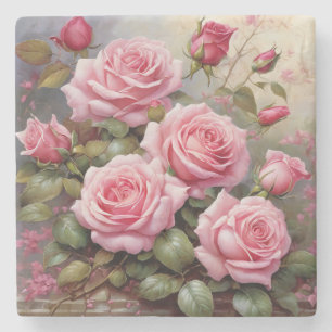 Dessous-de-verre En Pierre Roses Roses Roses Anciennes