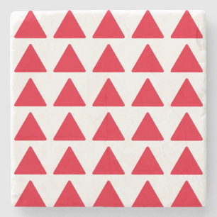 Dessous-de-verre En Pierre Rouge Blanc Triangle Motif Art moderne