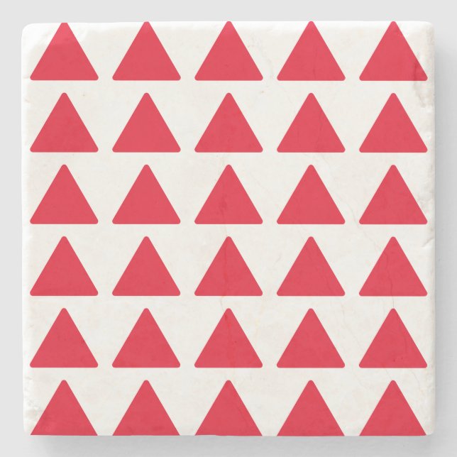 Dessous-de-verre En Pierre Rouge Blanc Triangle Motif Art moderne (Devant)