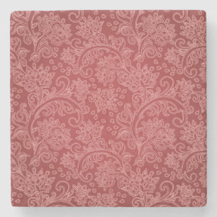 Dessous-de-verre En Pierre Rouge Paisley Damask Designer Floral Classic