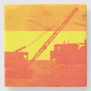 Dessous-de-verre En Pierre Roulette de grue Moteur de fonctionnement bulldoze