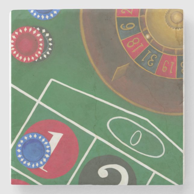 Dessous-de-verre En Pierre Roulette Table avec puces et roue (Devant)