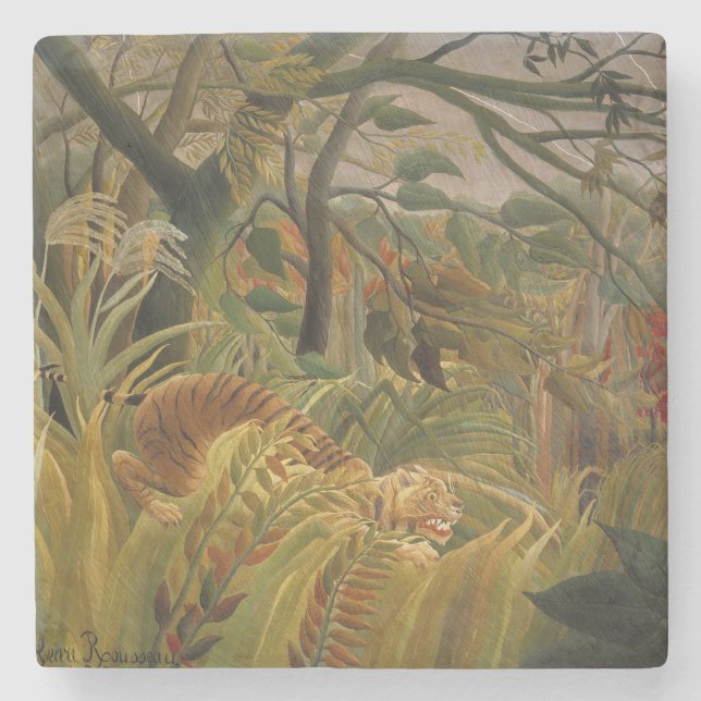 Dessous-de-verre En Pierre Rousseau Jungle Tropical Tiger Art (Devant)