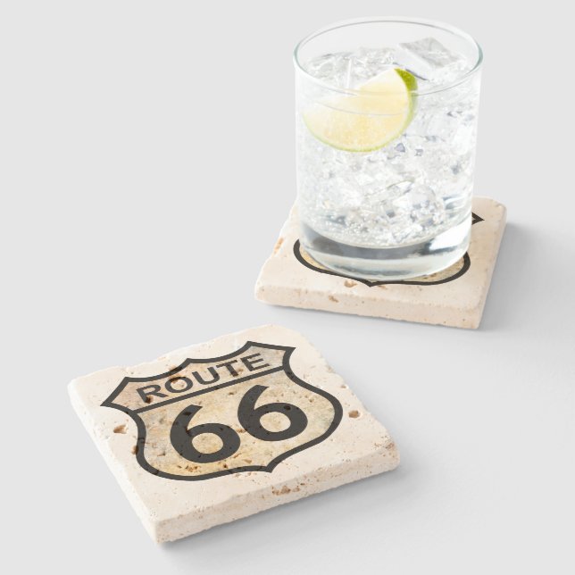 Dessous-de-verre En Pierre Route 66 Dessous de verre en pierre (Côté)