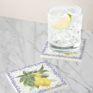Dessous-de-verre En Pierre Royal Navy Toile Lemons
