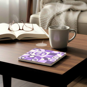 Dessous-de-verre En Pierre Ruban Violet de Soutien à la Sensibilisation à l'É