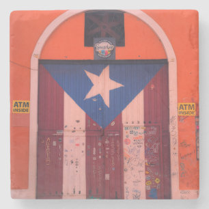 Dessous-de-verre En Pierre Rue de Vieil San Juan, PR - Drapeau Portoricain
