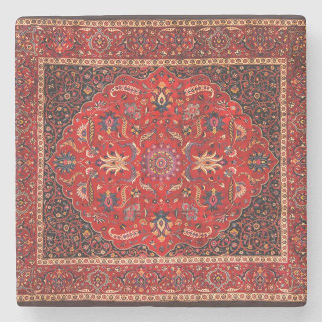 Dessous-de-verre En Pierre Rug perse rouge de Mashhad (Devant)