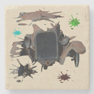 Dessous-de-verre En Pierre Rustique Vintage Car Grunge Art,